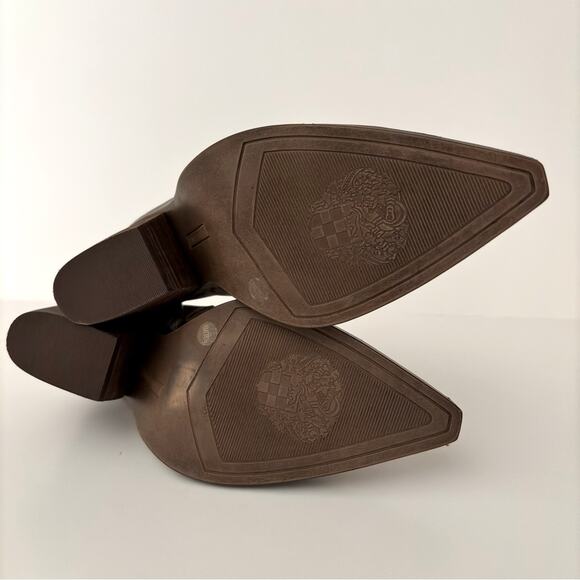 NWOB Vince Camuto Gradina Cream Brown Snake Print Block Heel Ankle Boots Size 8 - Picture 8 of 10